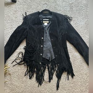 Fringe genuine leather jacket